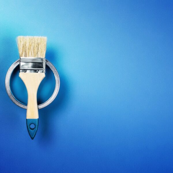Renovation,Concept.,Blue,Background,With,Color,Paint,Jar,And,One