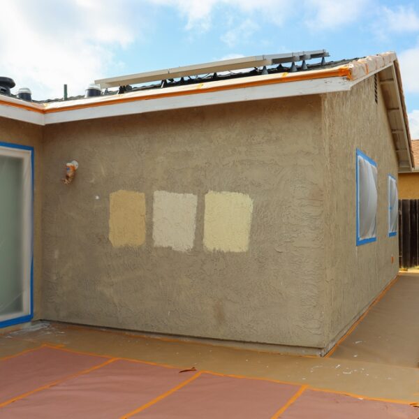 The,Outside,Of,A,House,With,Masking,Paper,And,Tape